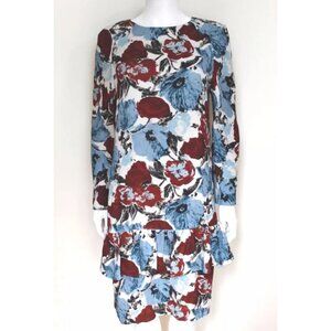 DRIES VAN NOTEN Blue Floral Frill Shift Dress - 36